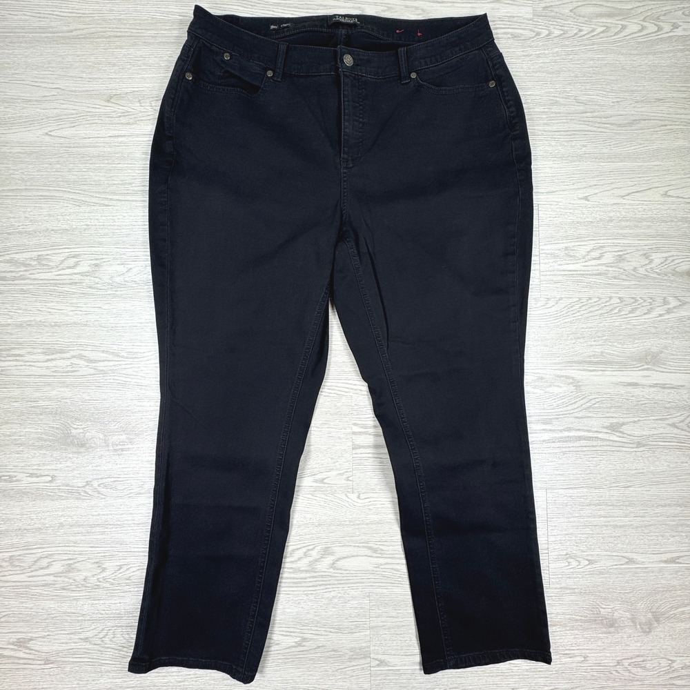 Talbots Women Jeans Flawless Five-Pocket Straight Curvy Black 18WP Stretch Denim